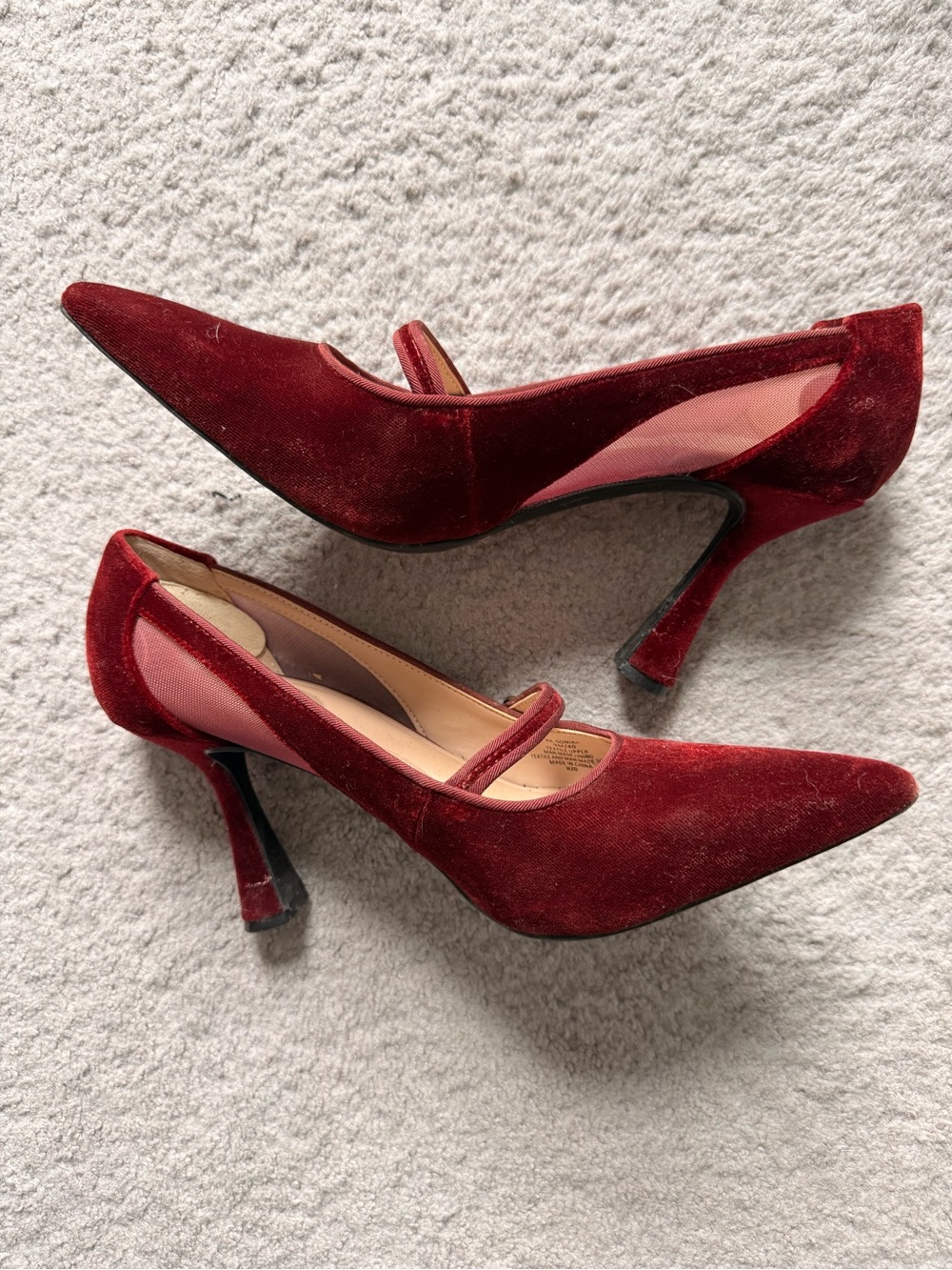 Kelly & Katie Red Velvet Pointed Mary Jane Heels